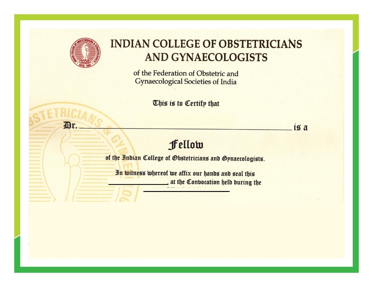 ICOG Certificate